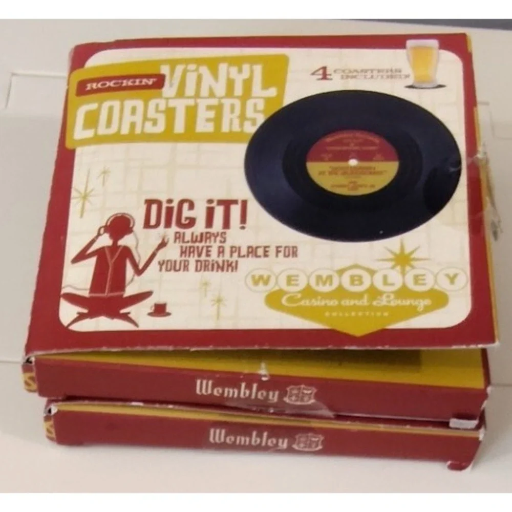 Rockin' Vinyl Coasters Set-2 VTG APX 3